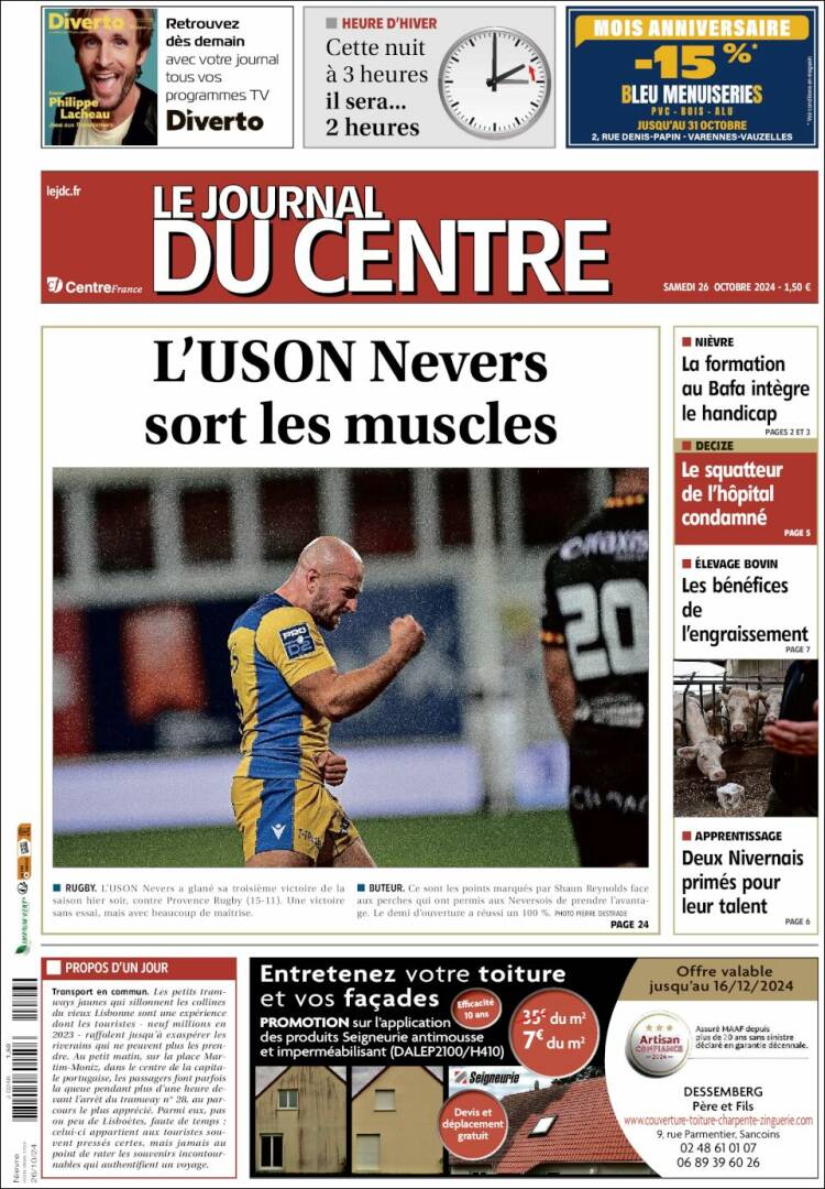 Portada de Le Journal du Centre (Francia)