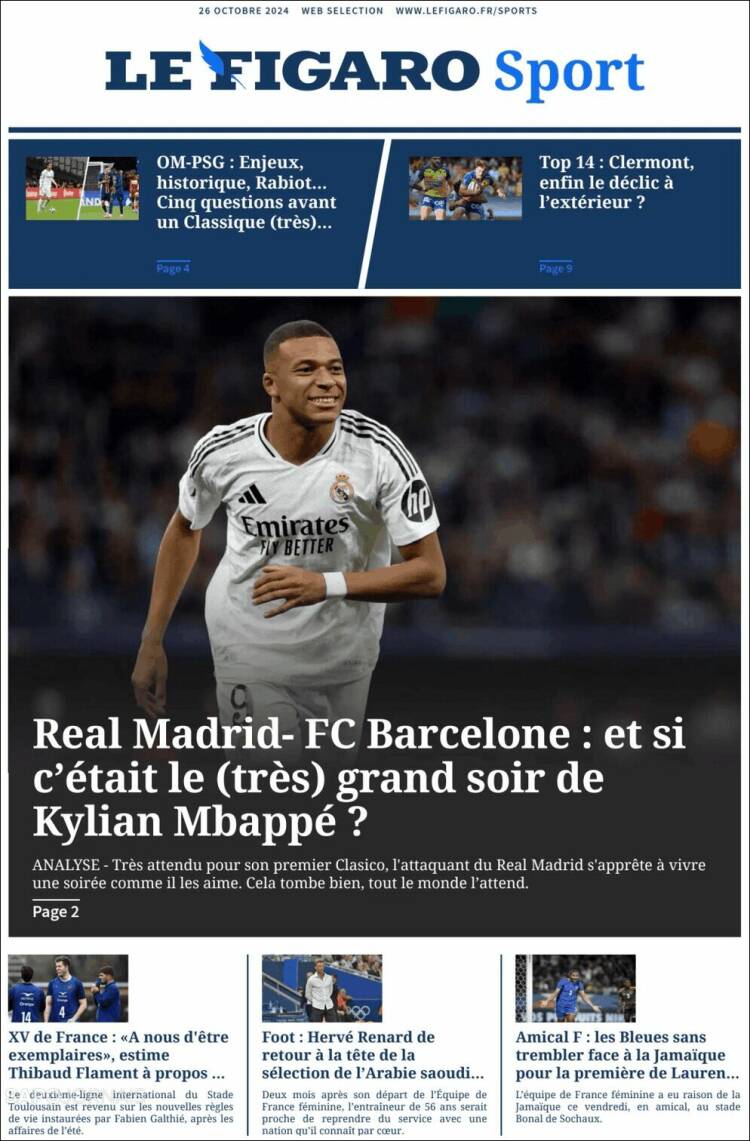Portada de Le Figaro Sport (Francia)