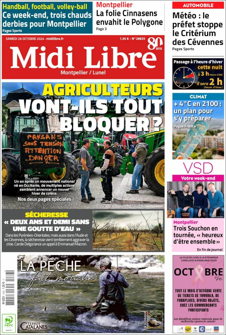 Portada de Midi Libre (Francia)