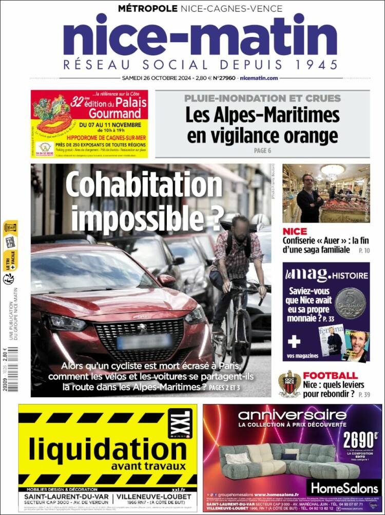 Portada de Nice-Matin (Francia)