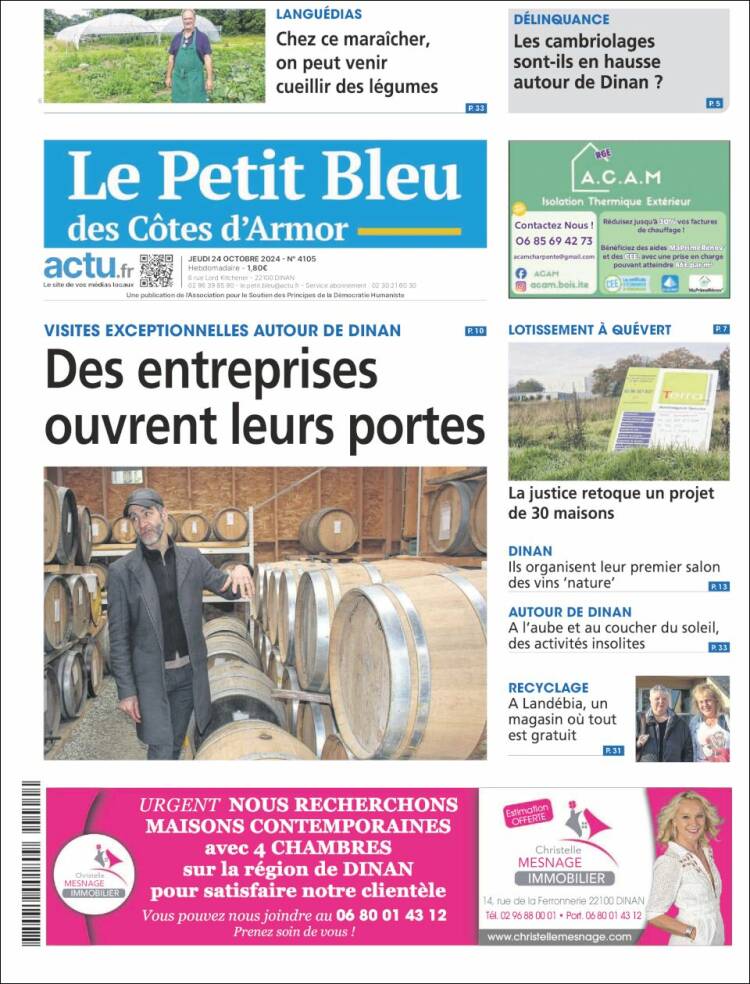 Portada de Le Petit Bleu (Francia)