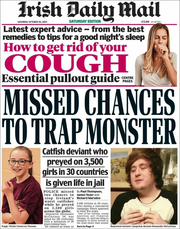 Portada de Irish Daily Mail (Irlanda)