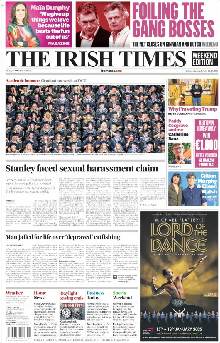 Portada de Irish Times (Irlanda)