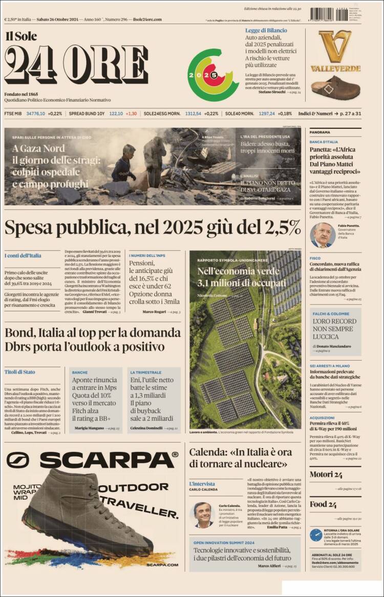 Portada de Il Sole 24 ORE (Italia)