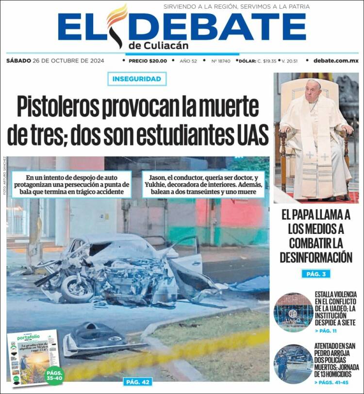 Portada de El Debate de Culiacán (M&eacute;xico)