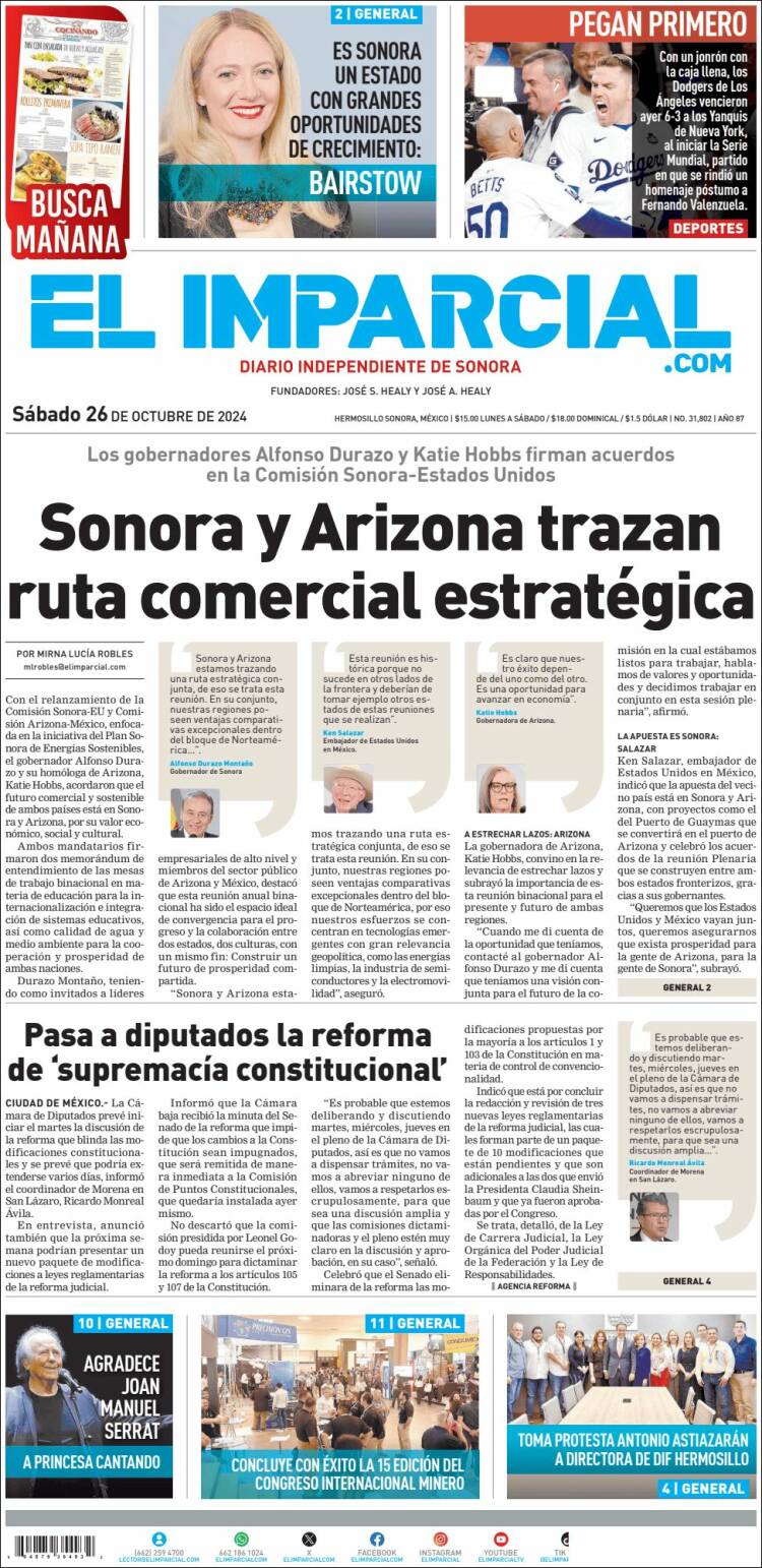 Portada de El Imparcial (M&eacute;xico)