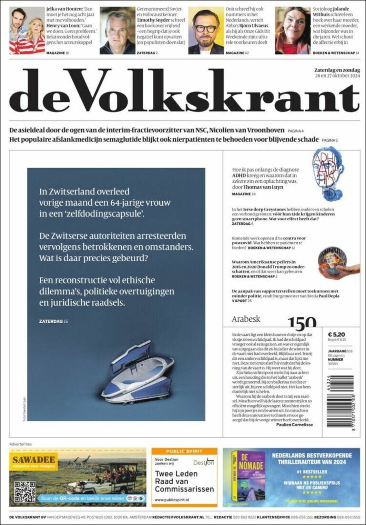 Portada de De Volkskrant (Pa&iacute;ses Bajos)