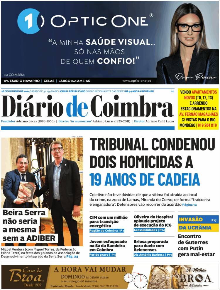 Portada de Diário de Coimbra (Portugal)