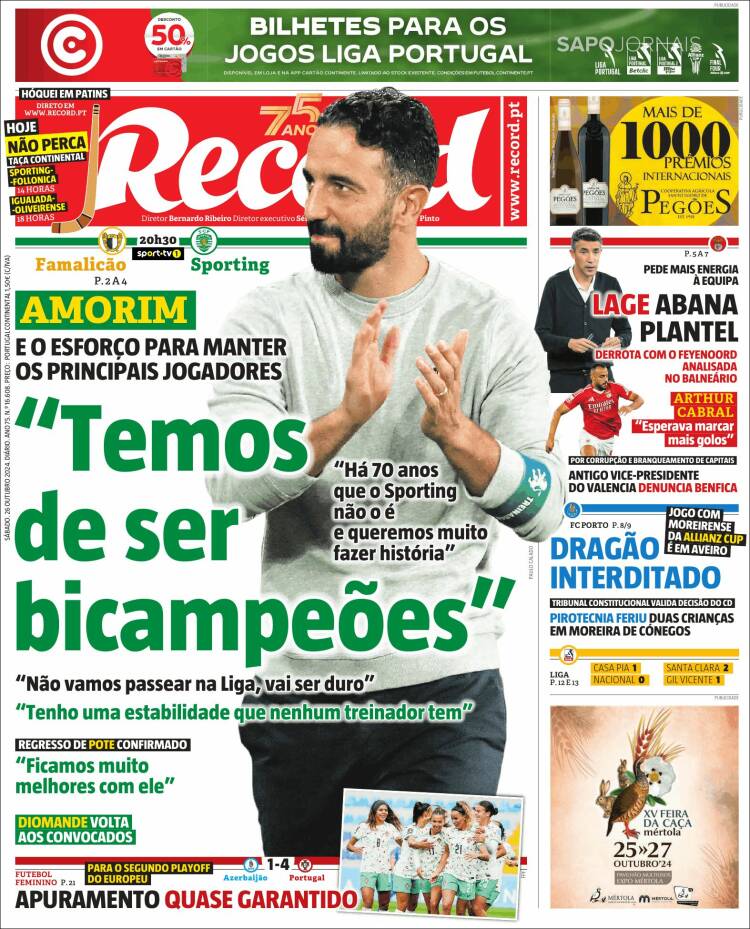 Portada de Jornal de Negócios (Portugal)