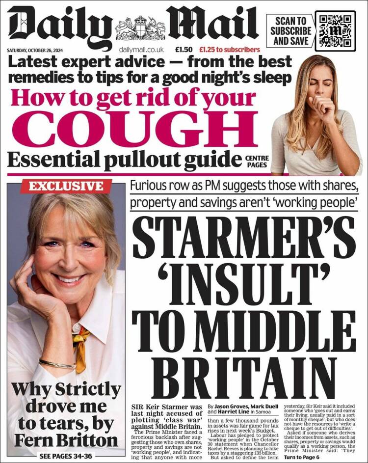 Portada de Daily Mail (Reino Unido)