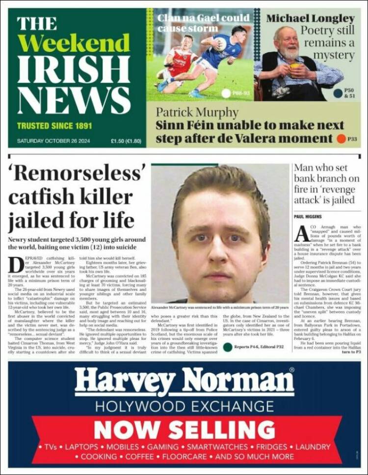 Portada de Irish News (Reino Unido)