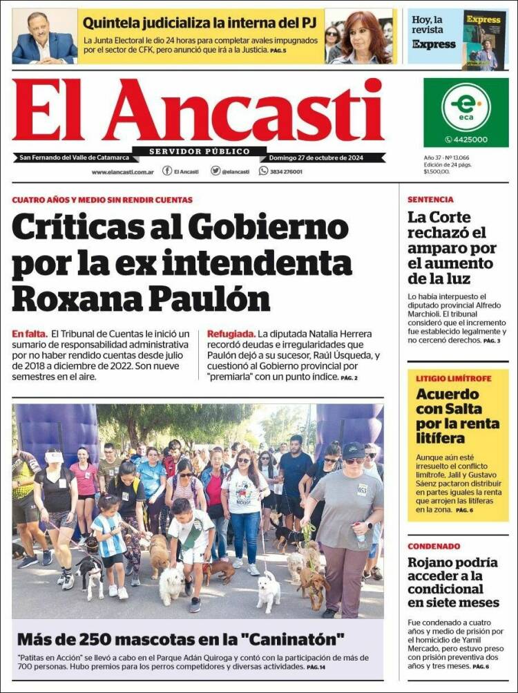 Portada de El Ancasti (Argentina)