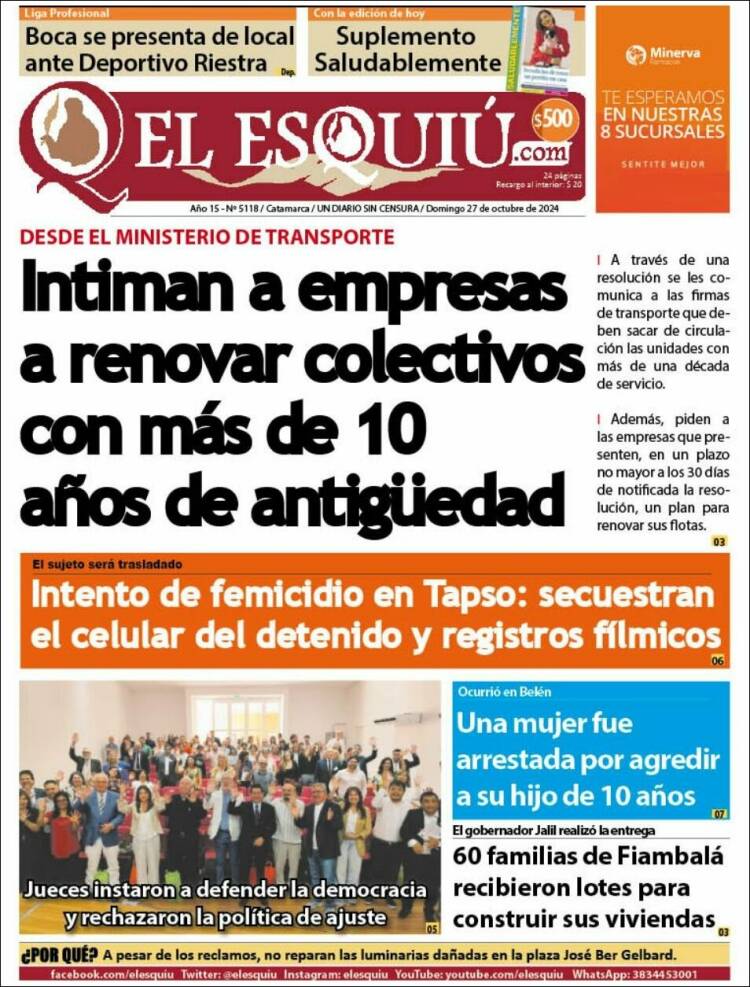 Portada de El Esquiu (Argentina)