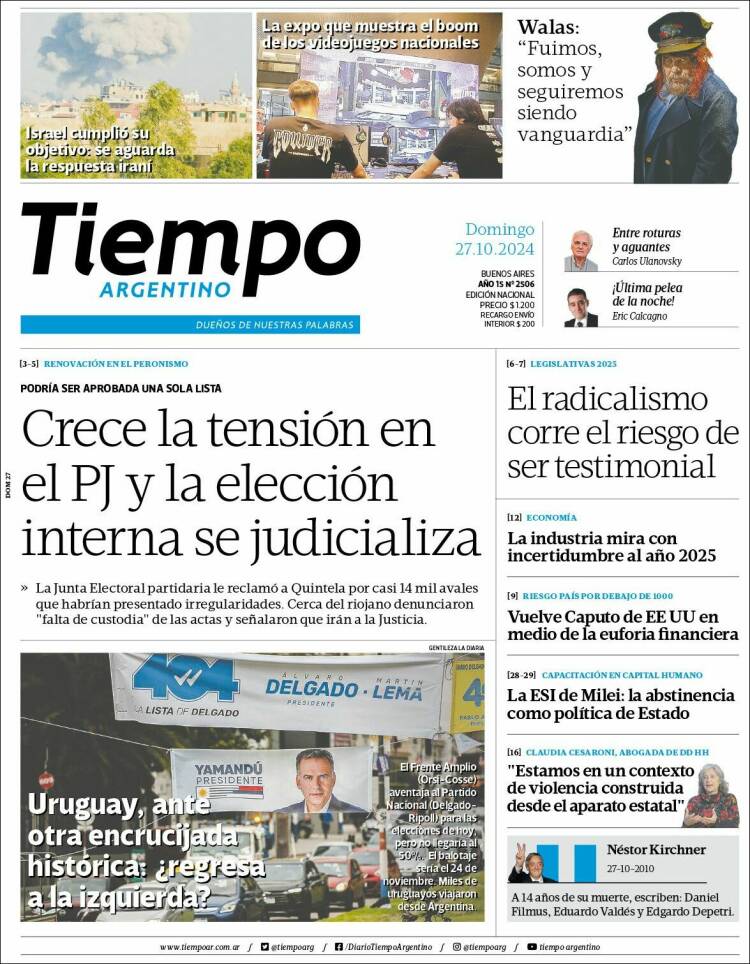 Portada de Tiempo Argentino (Argentina)