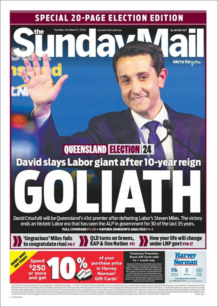 Portada de The Courier-Mail (Australia)