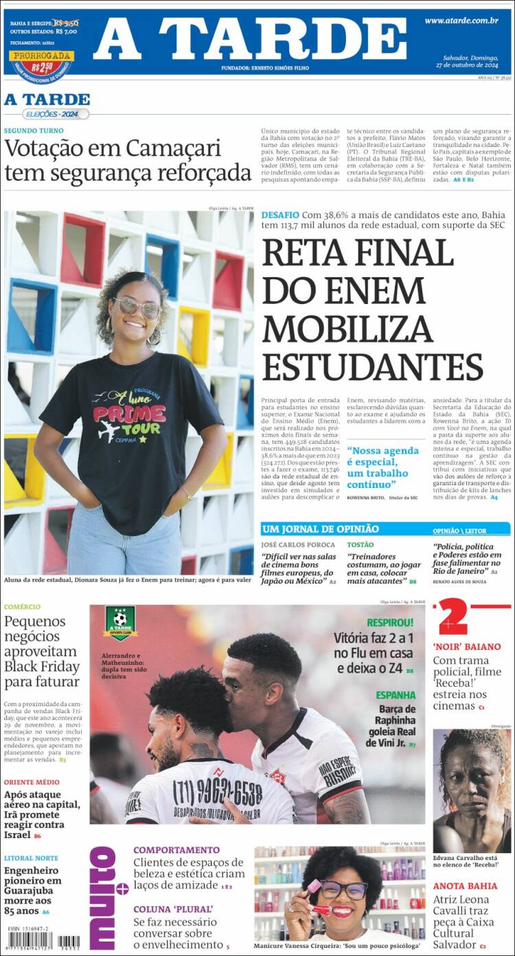 Portada de Diário A Tarde (Brasil)