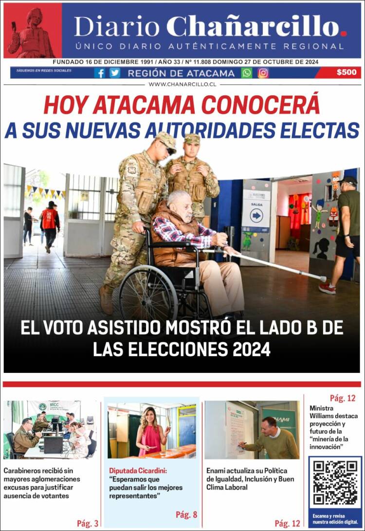 Portada de Diario Chañarcillo (Chile)