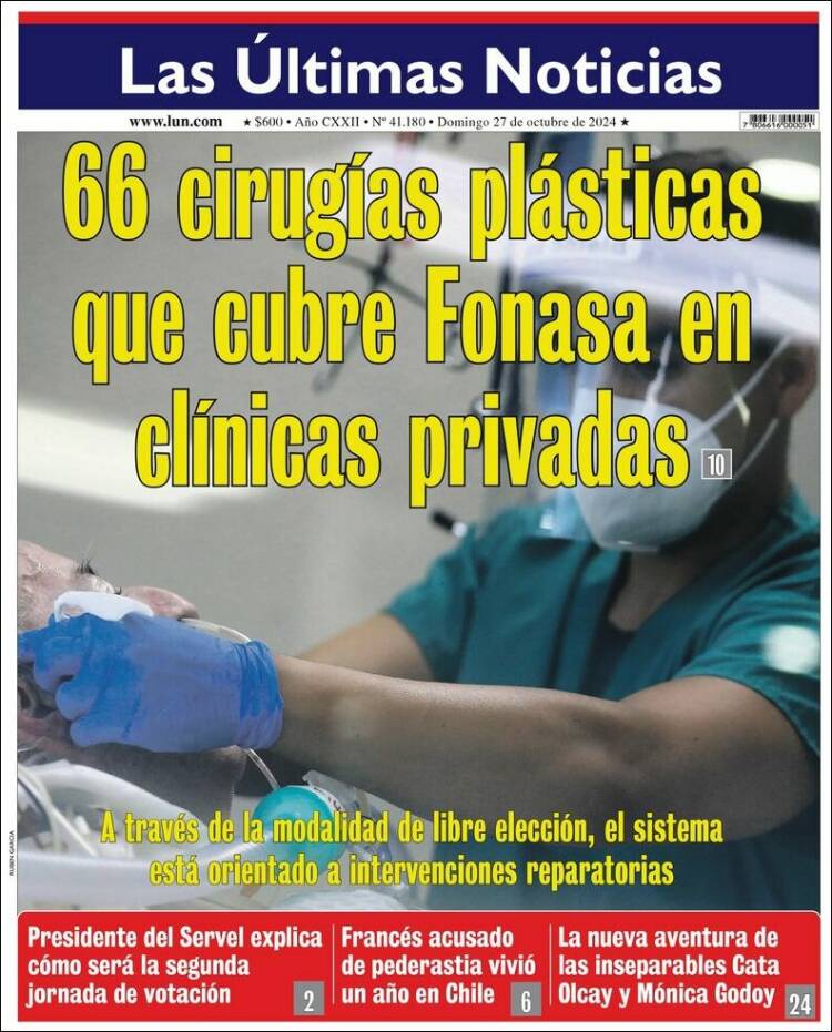 Portada de Las Últimas Noticias (Chile)