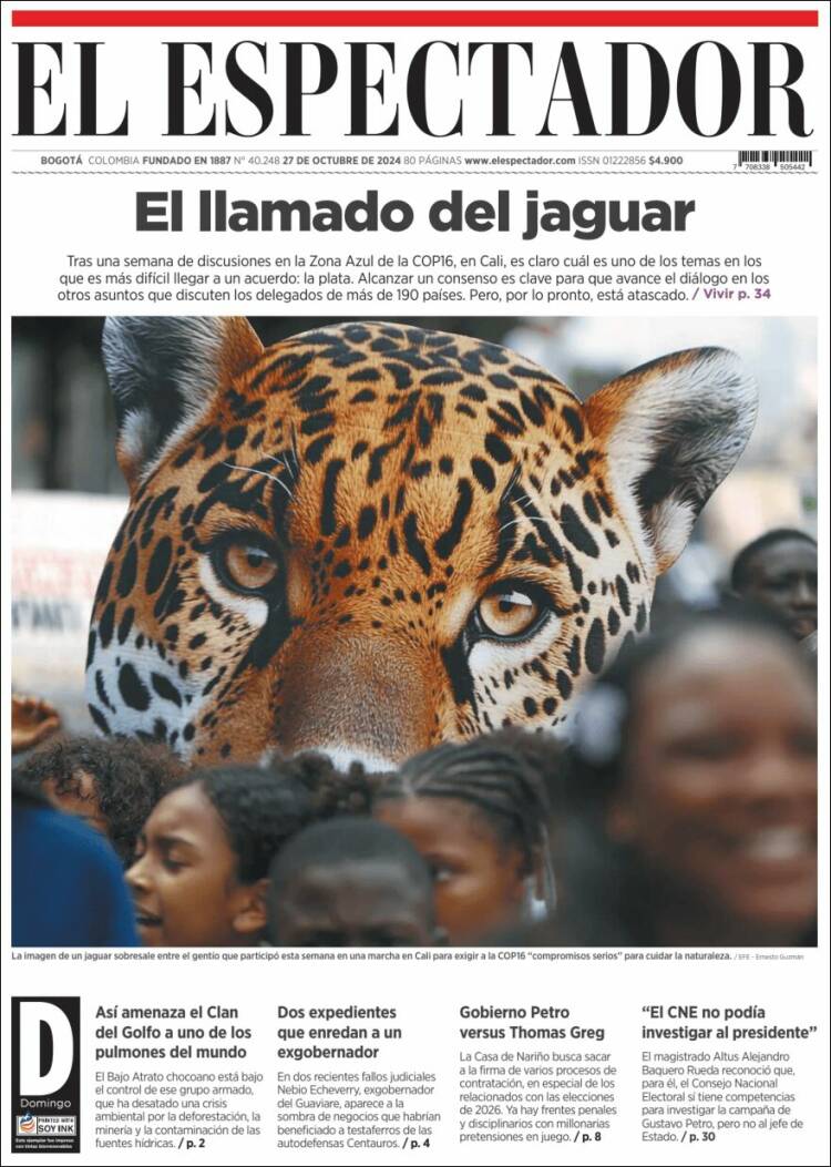 Portada de El Espectador (Colombia)