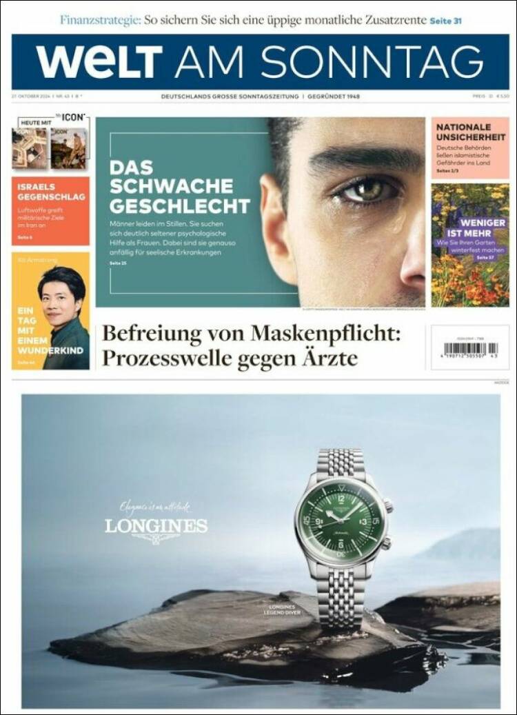 Portada de Die Welt (Alemania)