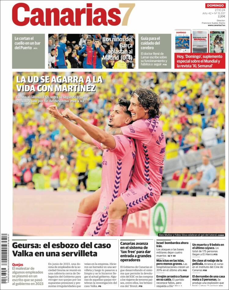 Portada de Canarias 7 (España)