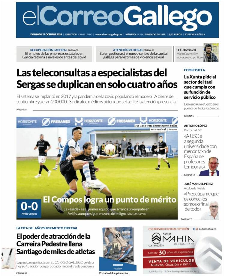 Portada de El Correo Gallego (España)