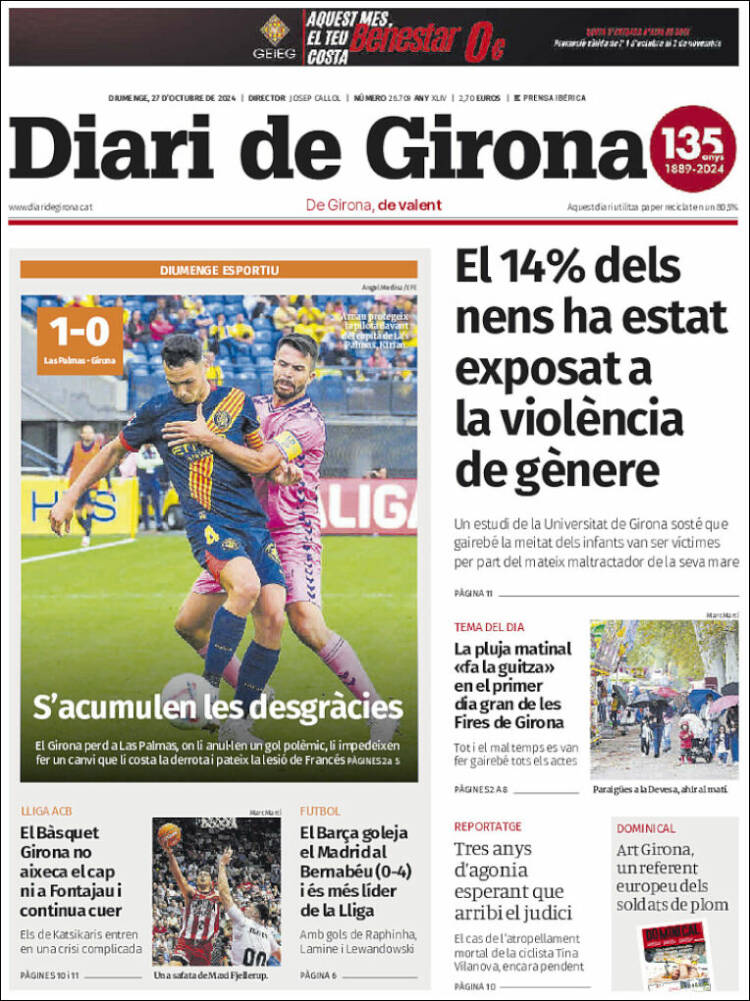 Portada de Diari de Girona (España)