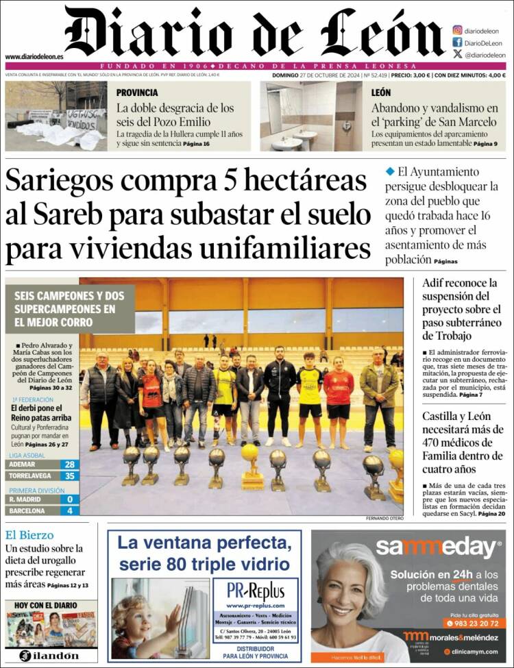 Portada de Diario de León (España)