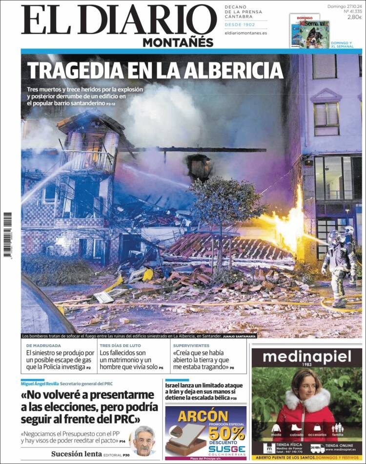 Portada de El Diario Montañés (España)