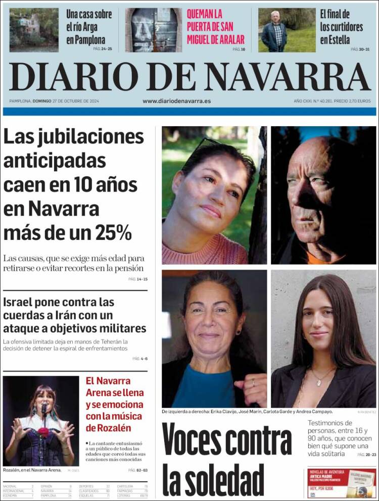 Portada de Diario de Navarra (España)