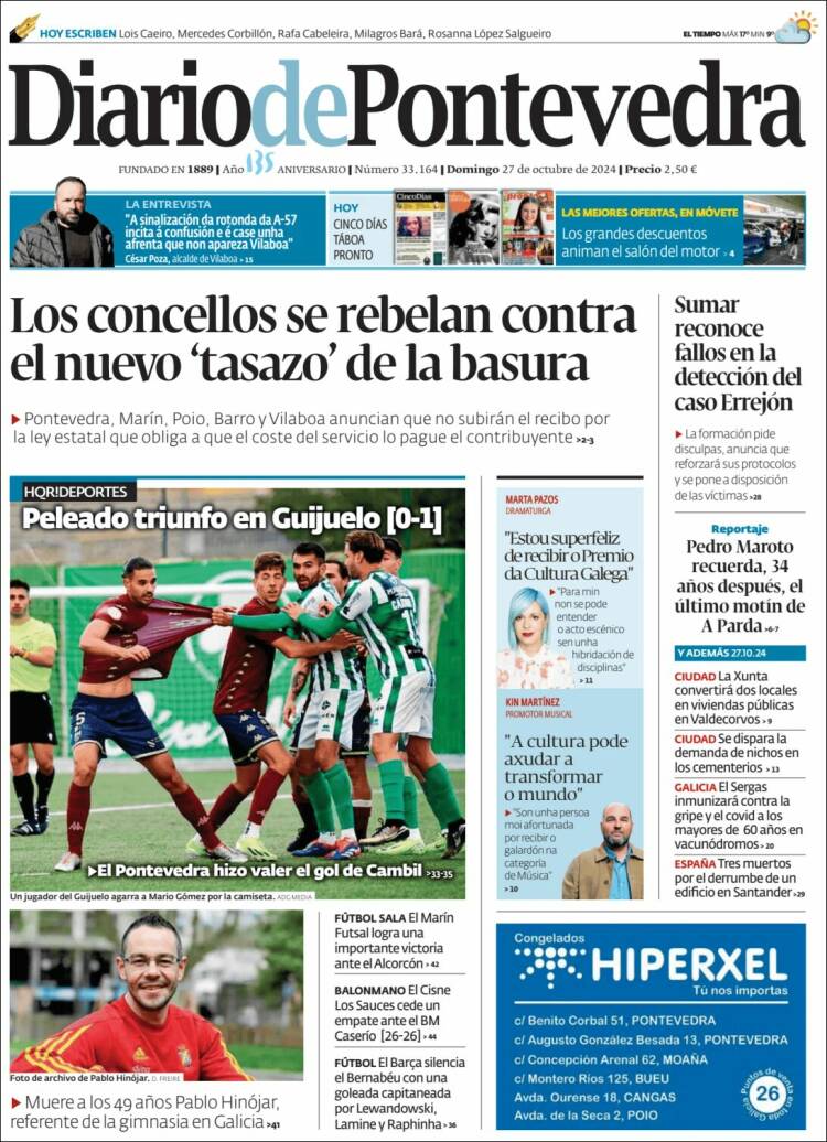 Portada de Diario de Pontevedra (España)