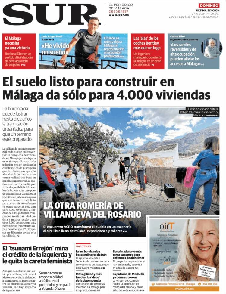 Portada de Diario el Sur (España)