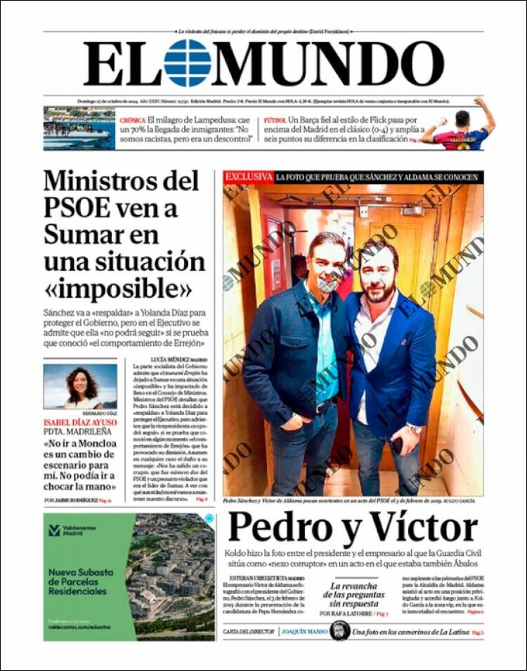 Portada de El Mundo (España)