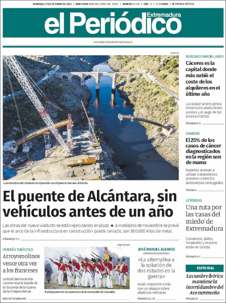 Portada de El Periódico de Extremadura (España)