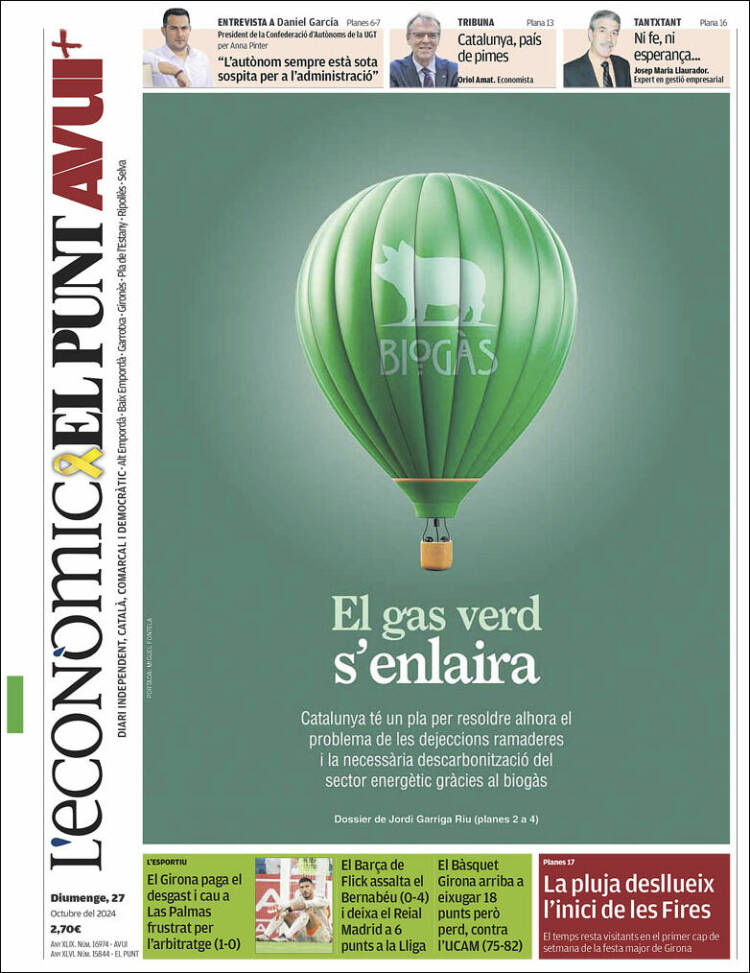 Portada de El Punt Avui - Girona (España)