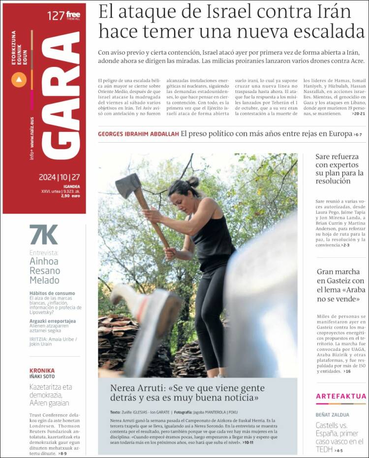 Portada de Gara (España)