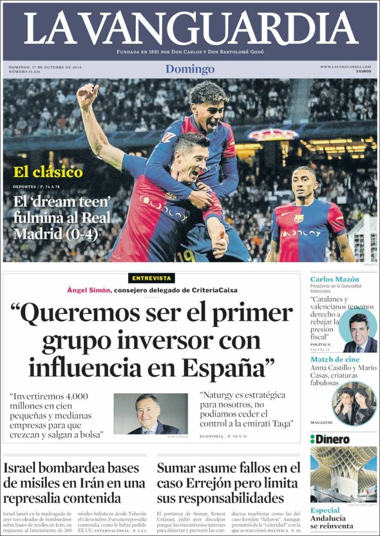 Portada de La Vanguardia (España)