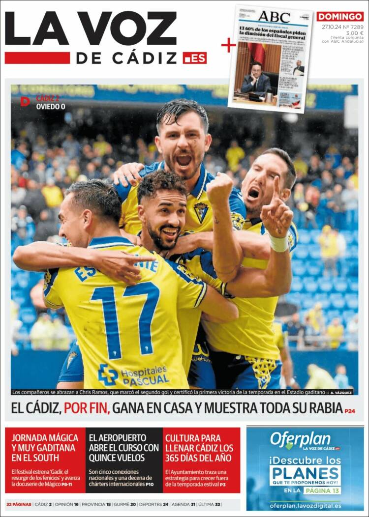 Portada de La Voz de Cádiz (España)