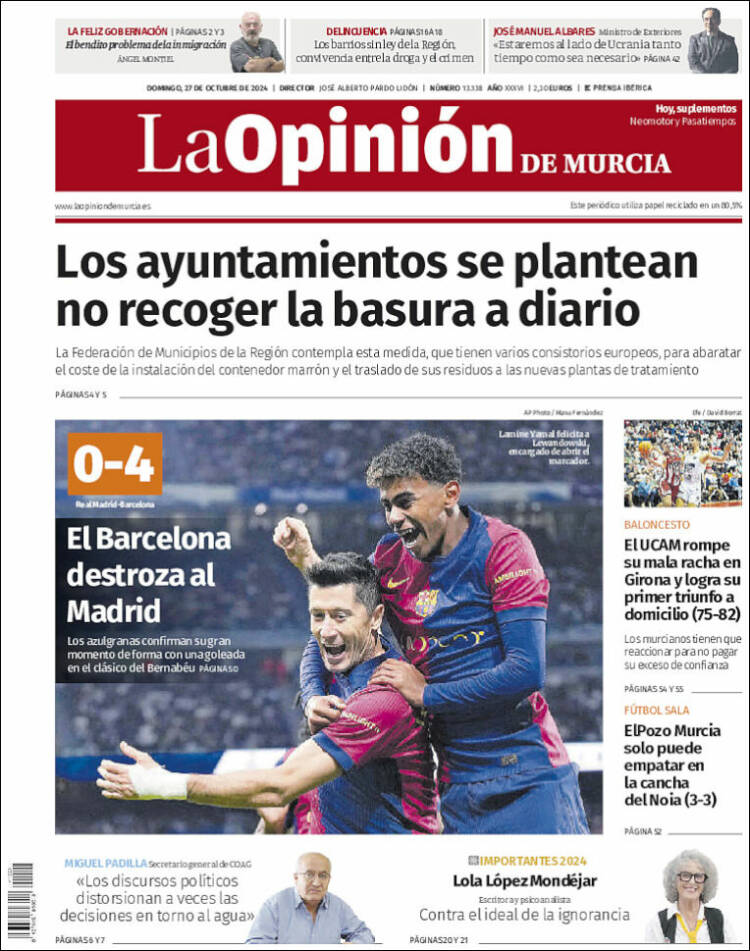 Portada de La Opinión de Murcia (España)