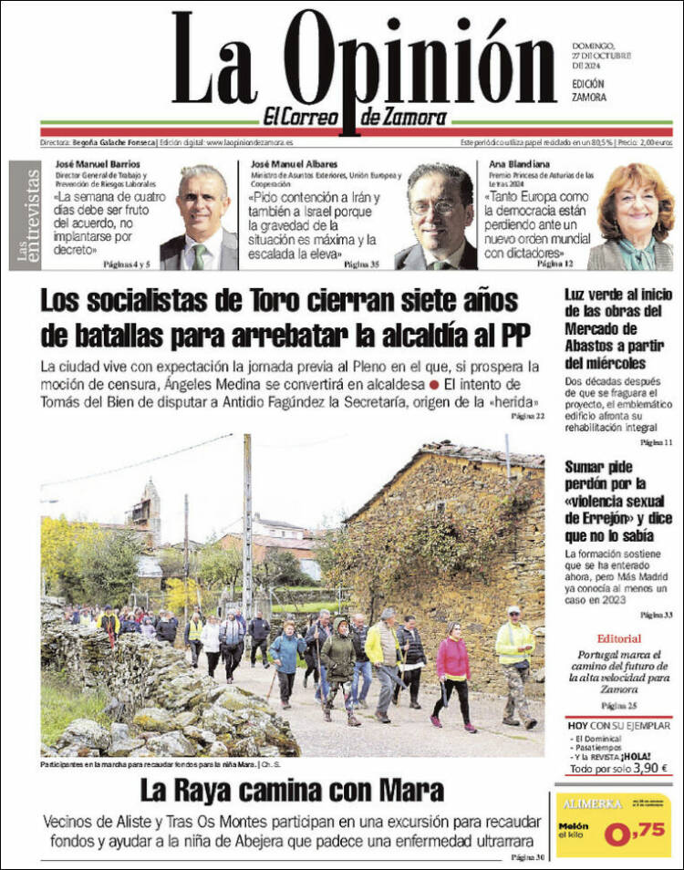 Portada de La Opinión - El Correo de Zamora (España)