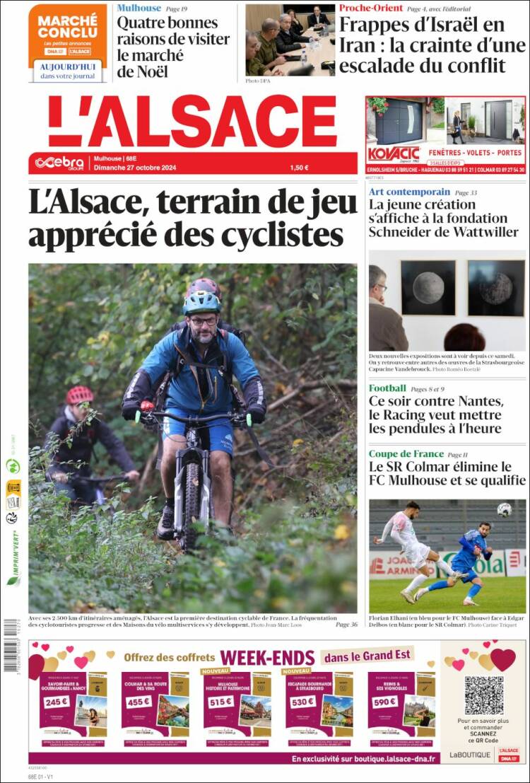 Portada de Journal L'Alsace (Francia)
