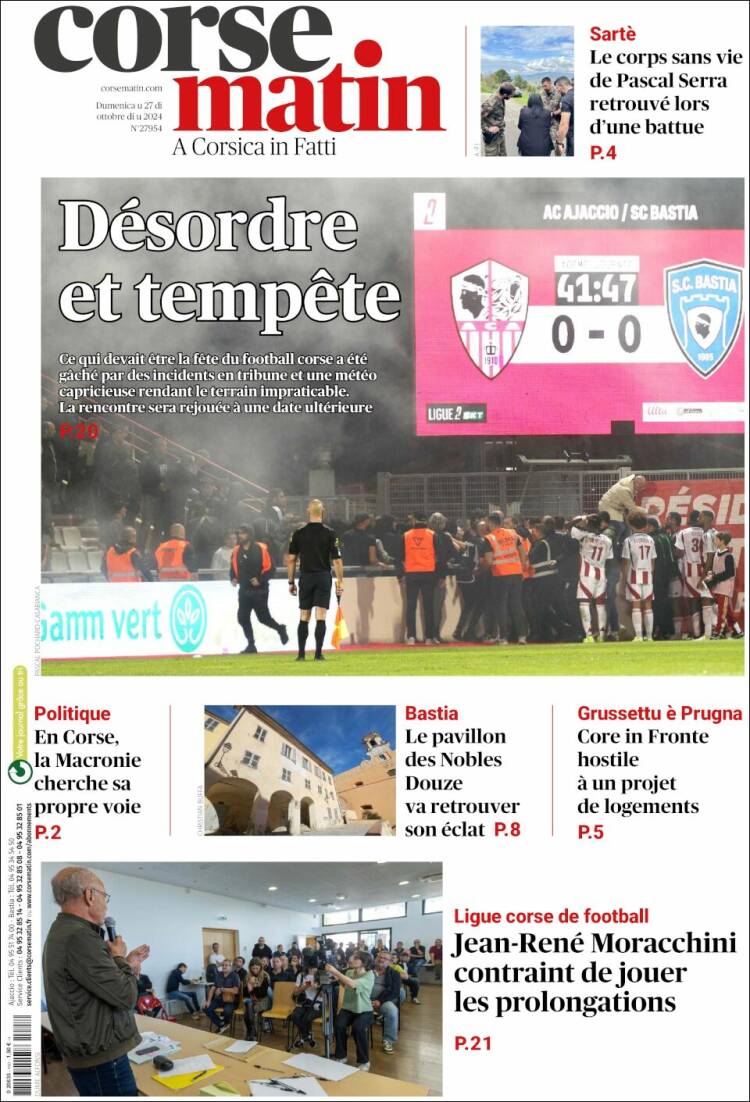 Portada de Corse-Matin (Francia)