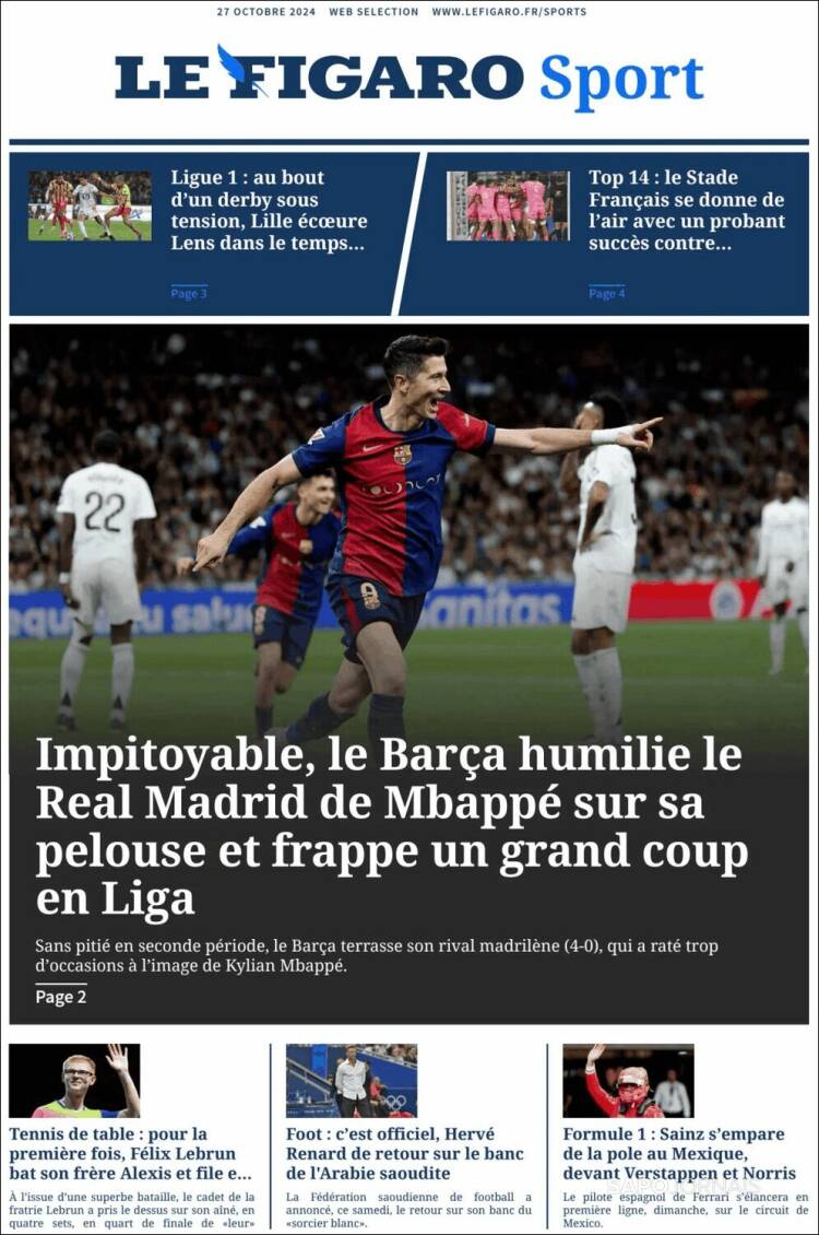 Portada de Le Figaro Sport (Francia)