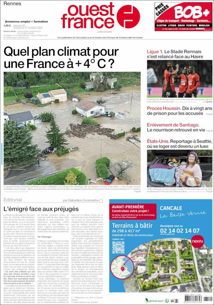 Portada de Ouest France (Francia)
