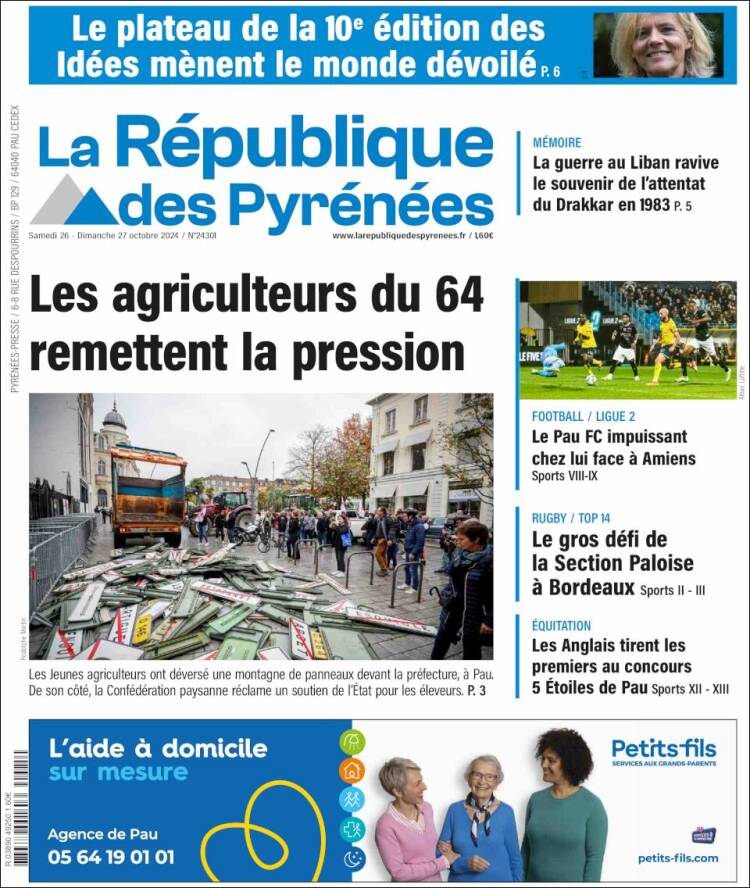 Portada de La République des Pyrénées (Francia)