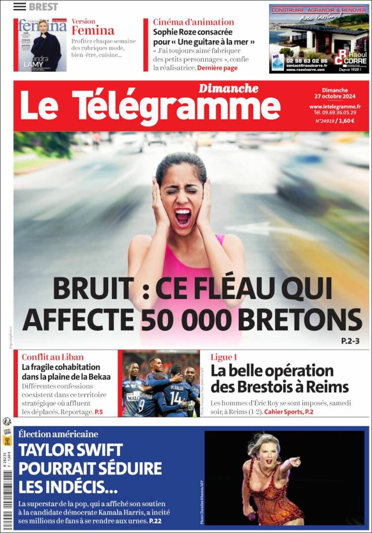 Portada de Télégramme (Francia)
