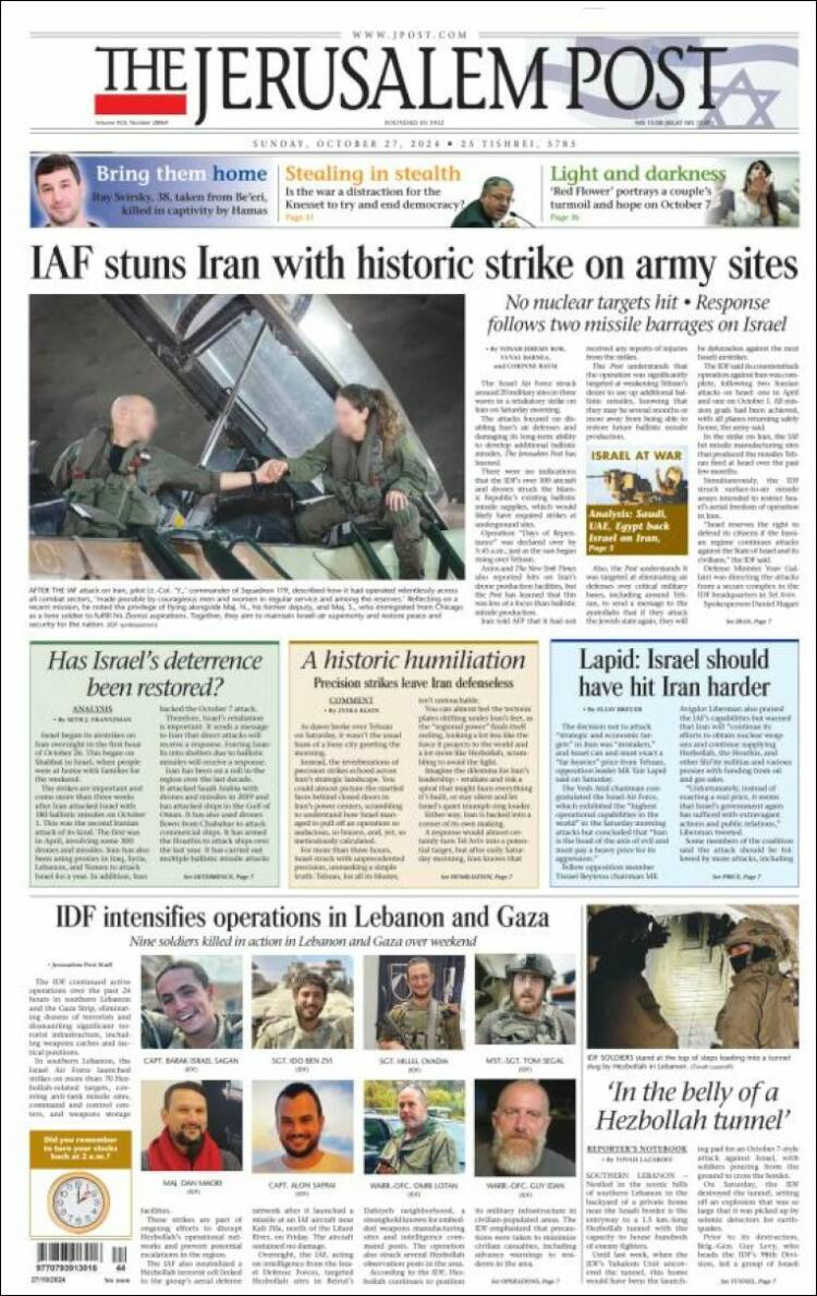 Portada de The Jerusalem Post (Israel)