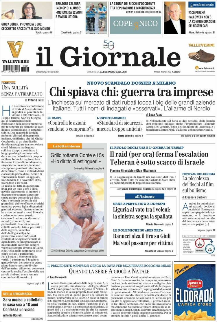 Portada de il Giornale (Italia)
