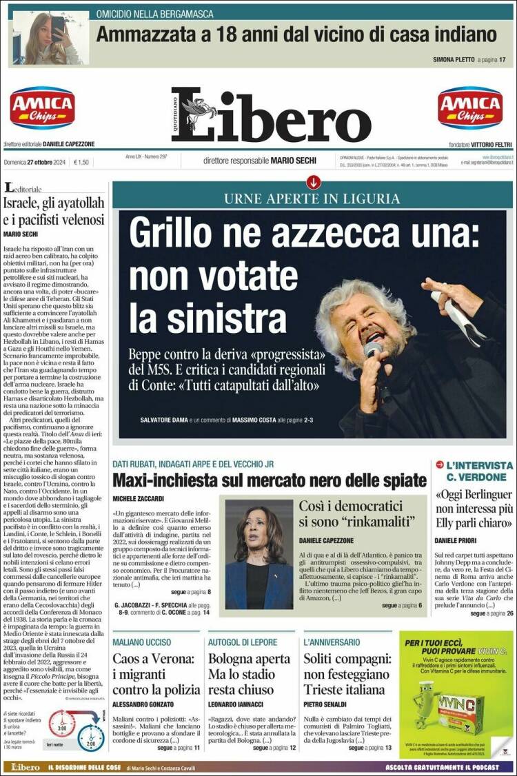 Portada de Libero (Italia)