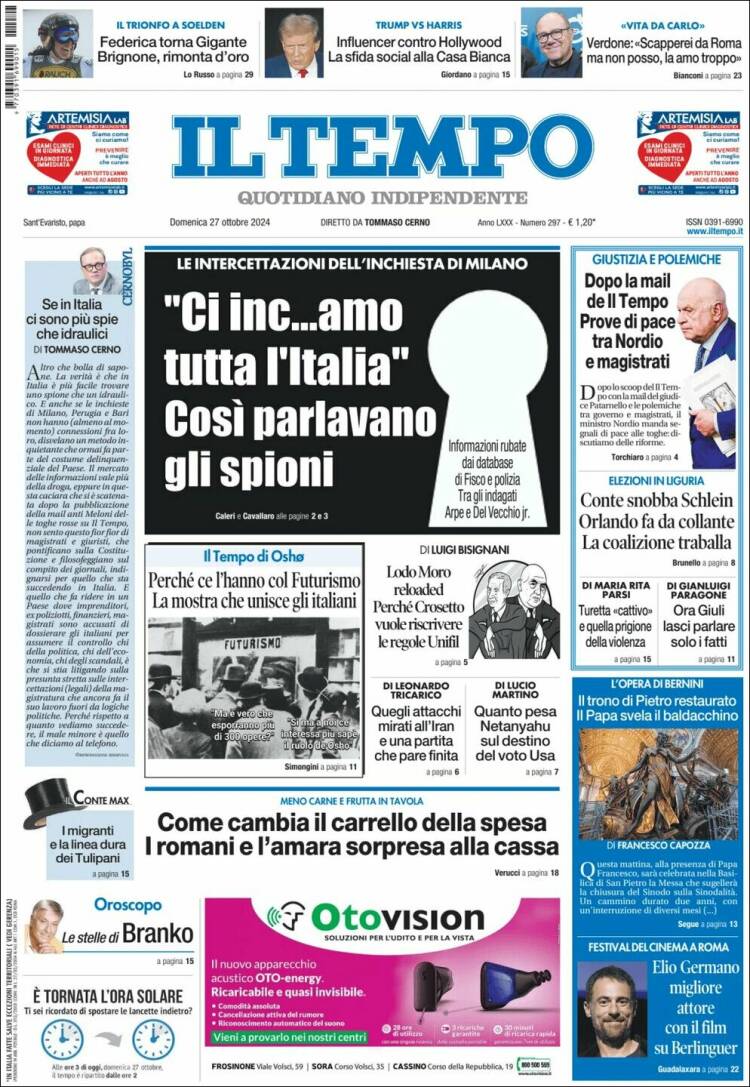 Portada de Il Tempo (Italia)